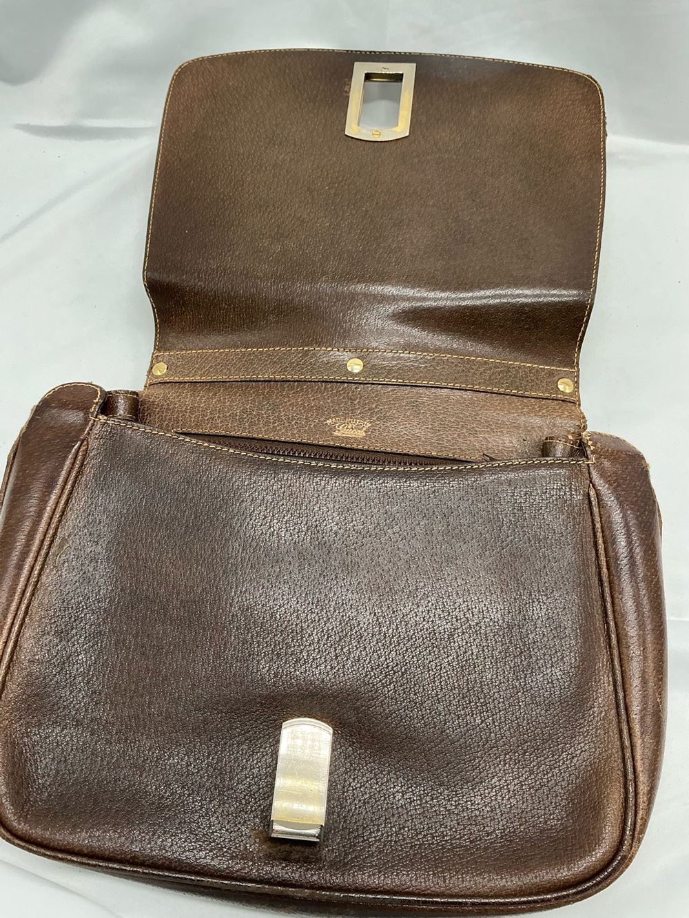 Gucci Vintage Canvas & Brown Leather Shoulder Tote Bag - Imperfect Bag 👀 - Picture 8 of 15